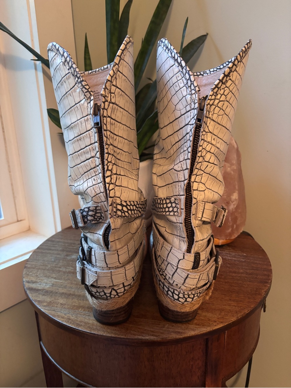 Freebird by Steven White Croc-Embossed Western Mid-Calf Boots - Picture 2 of 8